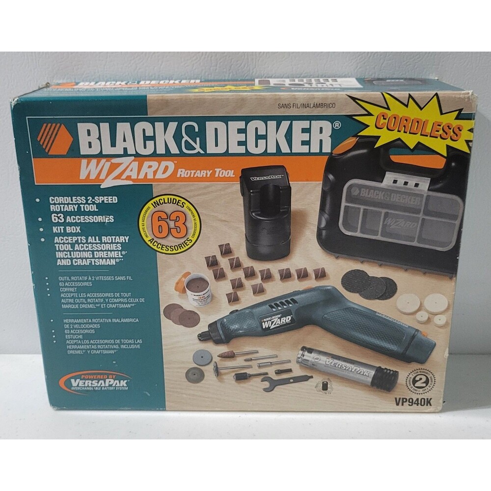 NIB Black And Decker Wizard VersaPak Rotary Tool Cordless Model VP940K